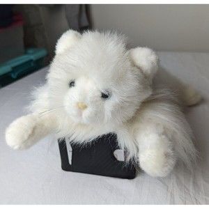 VTG 15" Jerry Elsner Pets White Cat VERY SOFT Fluffy Fur Blue Eyes Plush Stuffed